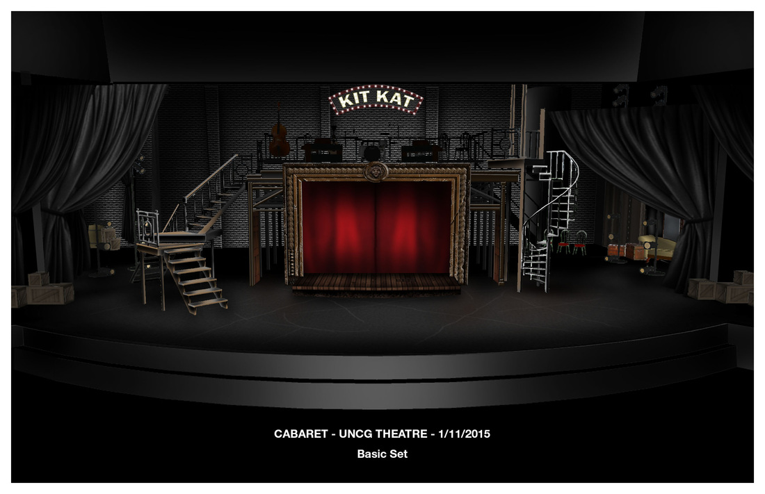 Digital rendering of Cabaret set for UNCG Theatre
