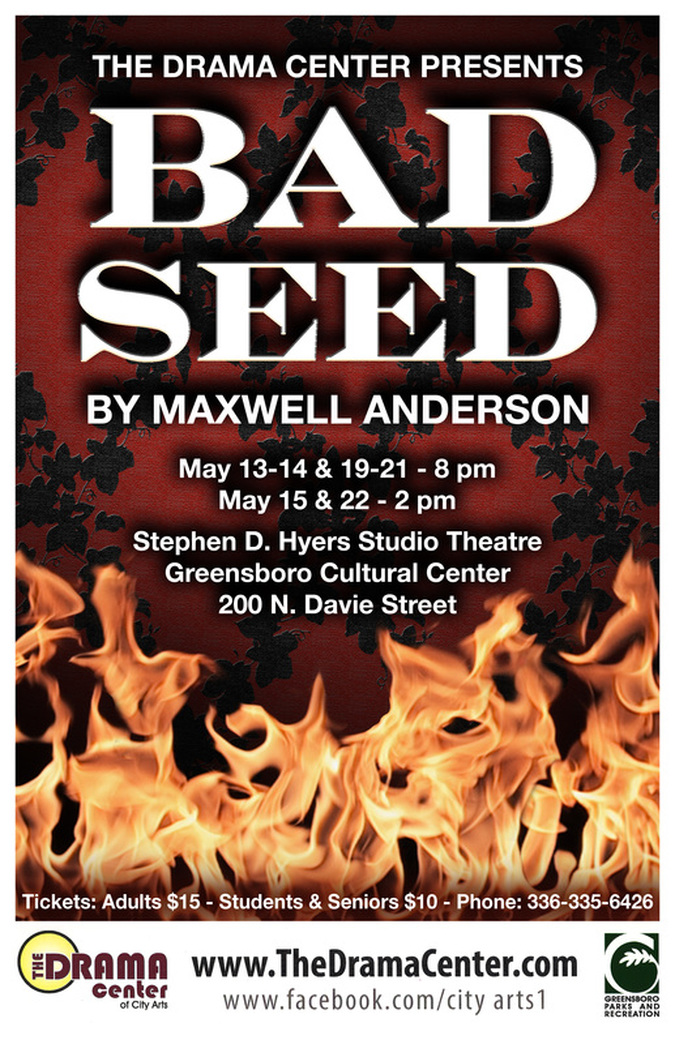 Poster for the Drama Center's May production of Bad Seed